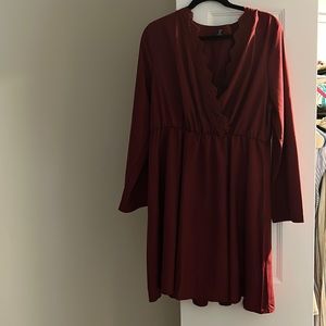 Maroon long Sleeve Shein Dress